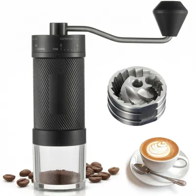Handkaffeemühle, 40 Mahlgrade, Edelstahl-Mahlwerk, tragbar