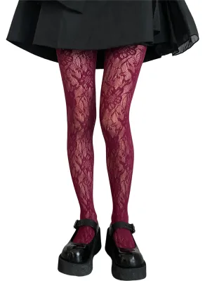 Produktbild von Strumpfhose mit Blumenstickerei, einfarbig, transparent, hochelastisch, verschönert die Beine, weich, mit Cut-Outs, ideal für Clubbesuche und das College.