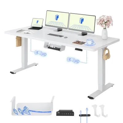 Produktbild von FLEXISPOT E1 Pro Elektrisch Höhenverstellbarer Schreibtisch 180x80cm 25MM EINTEILIGE TISCHPLATTE Doppelmotor 120KG Tragkraft, 4 Speicherplätze (Weiß)
