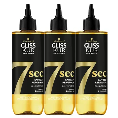 Produktbild von 3 x Schwarzkopf Gliss Kur 7 Sec Express Repair Oil Nutritive je 200ml