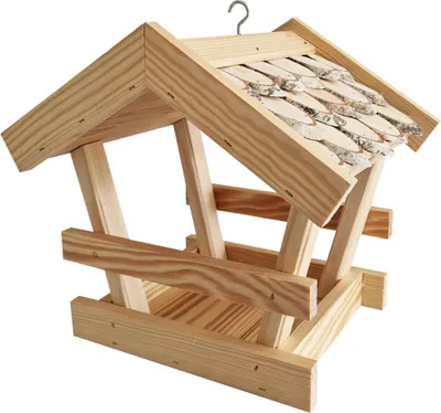 Produktbild von Vogelhaus mit Birkenschindeln L 26 x B 23 x H 25 cm