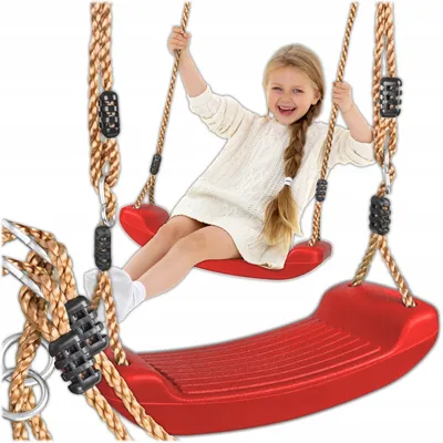 Immagine prodotto di Altalena per bambini KRUMAD per esterni e interni, altalena per bambini, altalena, portata fino a 35 kg, regolabile in altezza, seggiolino per la cameretta dei bambini, rosso