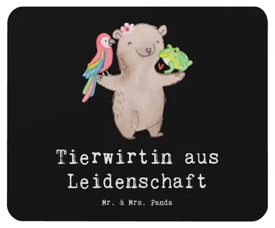 Produktbild von Mr. & Mrs. Panda Mousepad Tierwirtin Leidenschaft - Schwarz - Geschenk, Bauernhof, Bäuerin, pc, Witzig, Mauspad, mousematte, Landwirtin, computermatte, Mouse Pad, Spruch