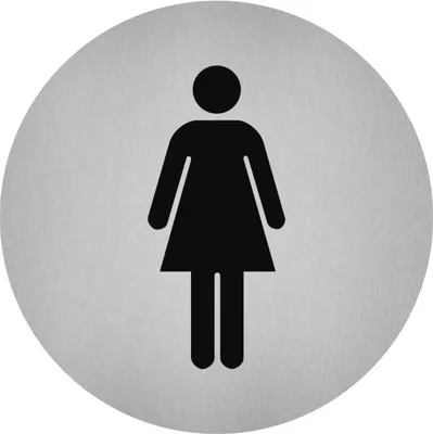 Produktbild von Dreifke® Aufkleber - Piktogramm WC Damen, Edelstahl, selbstklebend, Ø 50 mm