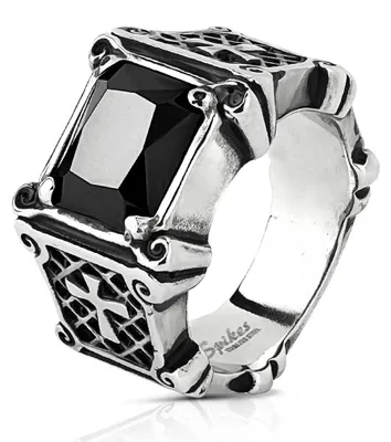 Produktbild von Herren Ring schwarzer Stein 61 (19.4 mm Ø)