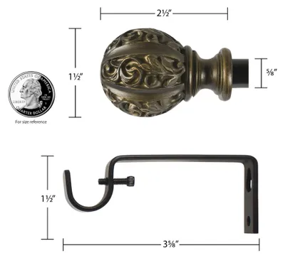 Produktbild von Decopolitan Gardinenstangen-Set Blattkugel 16 cm 66-1229 cm Elfenbeinfarben