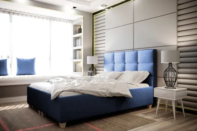 Produktbild von Polsterbett ITALIA Bett mit Lattenrost Doppelbett inkl. Bettkasten Schlafzimmer (Marineblau, 180 cm)