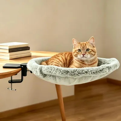 Immagine prodotto di Cuccia per gatti, scrivania, colore grigio, imbottitura in peluche, resistente
