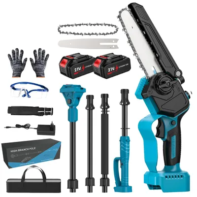 Immagine prodotto di Troncatrice a catena elettrica 2-in-1 con prolunga telescopica, motore brushless, alimentata a batteria, 21 V, con 2 batterie incluse