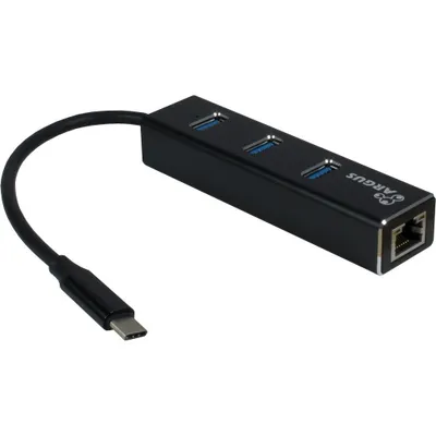 Produktbild von Inter-Tech Argus IT-410 - Hub - 3 x SuperSpeed USB 3.0 + 1 x 10/100/1000