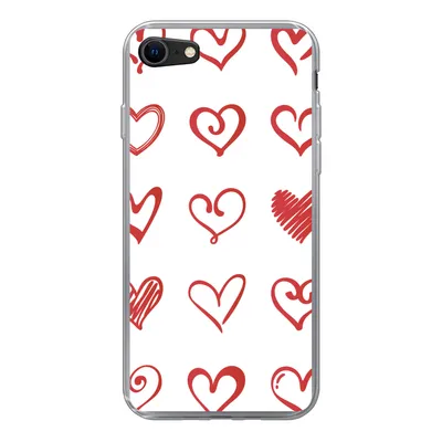 Produktbild von MuchoWow® Handyhülle Schutzhülle Hülle für iPhone 8 Eine Illustration mit Herzen in verschiedenen Formen Silikon Softcase Handy Hülle - Schutzhaube