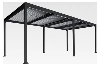 Produktbild von Alu-Pergola, Lamellen-Pavillon Terrassenüberdachung, stabiles 8cm Metallgestell 3x6m - anthrazit