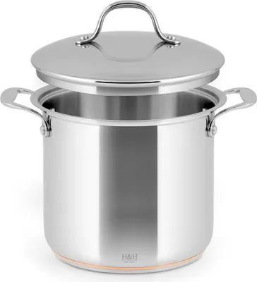 Obrázok produktu pre Hrniec H&H z nehrdzavejúcej ocele a medi, 2 rukoväte, 18 cm, s pokrievkou