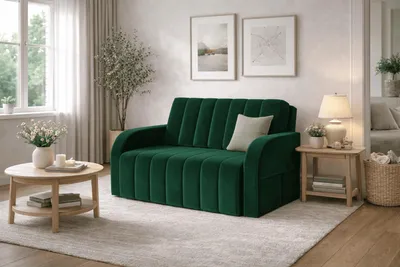 Produktbild von Schlafsessel Sofa mit Schlaffunktion Gästebett Klappsofa mit Bettfunktion mit Bettkasten Couch Sofagarnitur Salon Jugendzimmer - 141 x 90 x 104 cm - MONTANA 120 (Dunkelgrün - Kronos 19)