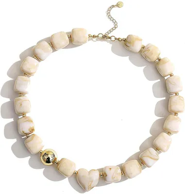 Zdjęcie produktu dla Naszyjnik z koralików, chunky choker, żywica, regulowany, kolorowy, do akcesoriów letnich