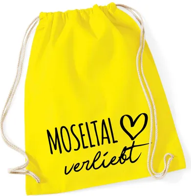 Produktbild von Huuraa Turnbeutel Moseltal verliebt 12 Liter Yellow Baumwolle Rucksack Geschenkidee