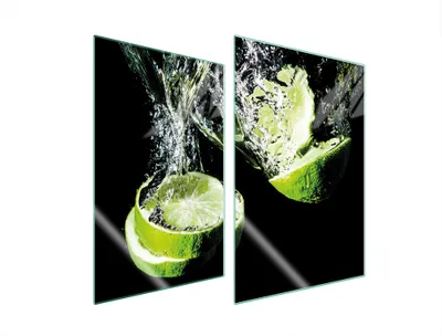 Produktbild von Herdabdeckplatten 2 teilig 35x52 Glaskeramikkochfeld Abdeckung Glas Schneidebrett Limette Schwarz