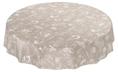 Tischdecke Wachstuch Essen Beige Robust Wasserabweisend Rund 120 cm, Hauptbild