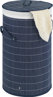 Produktbild von Wenko Wäschetruhe Bamboo Dunkelblau, Wäschekorb, 55 l; 22105100
