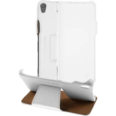 Produktbild von PhoneNatic Echt-Lederhülle kompatibel mit Sony Xperia XA - Leder-Case weiß + Glasfolie