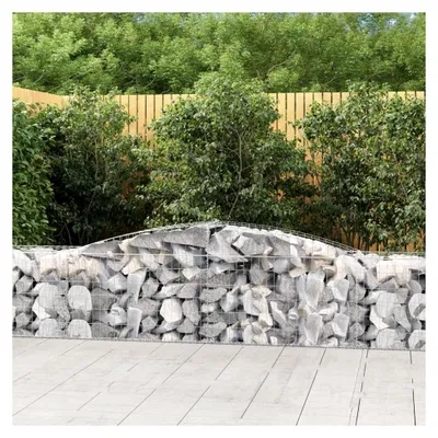 Produktbild von Gabione mit Hochbogen, Gabionenkörbe, Hochbeet aus Gabionen, Steinkorb, Gabionengitter, Drahtkorb für Pflanzen, Kräuterspirale für den Garten, 400x50x60/80 cm aus verzinktem Eisen