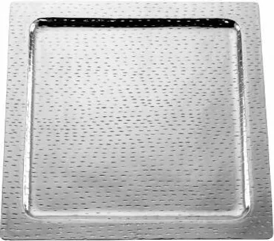 Produktbild von Tablett quadratisch,  Reiskorn, Groß Durchmesser 50,0 cm Aluminium vernickelt