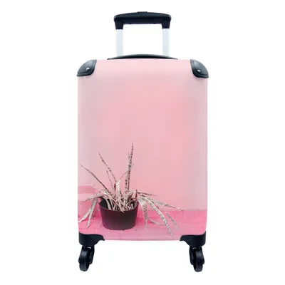Produktbild von MuchoWow® Koffer Handgepäck Trolley Rollkoffer Kleine Reisekoffer mit 4 Rollen - Sommer - Rosa - Pflanzen - Cabin Size < 55x40x23 cm & 55x40x20 cm - Fotokoffer - Kabinenkoffer - Boardgepäck - Reise-Box - Reisekoffer - Reisegepäck - Koffer mit Bild - Trolley für Kinder