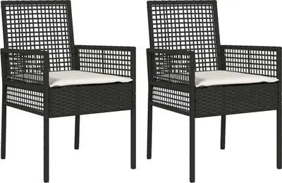 Image de vidaXL Chaise de jardin, lot de 2, noir, 55 x 53 x 85 cm, rotin synthétique