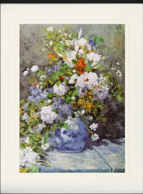 Produktbild von Pierre Auguste Renoir Oprawiony obraz z eleganckim passepartout | Sztuka ścienna | W ramie obrazu - Duży wazon z kwiatami, 1866 (80 x 60 cm)