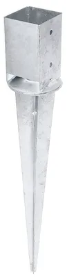 Produktbild von Alberts Einschlag-Bodenhülse für Vierkantholzpfosten | mit verstellbarem Topf | Feuerverzinkt | 91 x 91 mm | Gesamtlänge 750 mm
