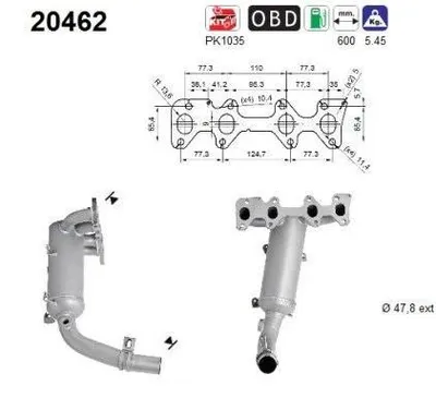 Produktbild von AS Katalysator Kat für FORD KA (RU8) Euro 5/Euro 6 20462