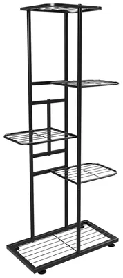 Obrázok produktu pre Vysoký stojan na rastliny do interiéru - 5-poschodový regál na kvety - rohový regál pre 6 kvetináčov - kov, výška 90 cm - model Type A