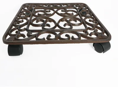 Produktbild von B&S Pflanzenroller Blumenroller Antik Shabby 27x27 cm Eckig massiv Gusseisen