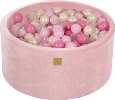 Produktbild von MeowBaby Puderrosen Bällebad rund 90x40cm, bälle: Pastellrosa/Hell-Pink/Transparent/Weiße Perle