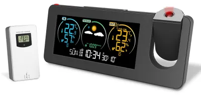Projektionswecker mit Wetterstation, Farbdisplay, Temperatur & Luftfeuchte