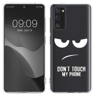 Produktbild von kwmobile Case kompatibel mit Samsung Galaxy S20 FE - Hülle Silikon transparent Don't touch my Phone Schwarz Transparent