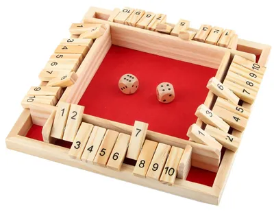 Produktbild von Shut The Box Shut The Box Spiel Brettspiel aus Holz mit 2 Würfel Klassisch Würfelspiel Klappbrett Spiel Würfelbrett Brettspiele Mathespiele Roter Boden