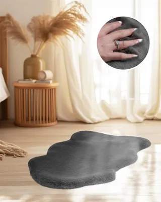 Produktbild von Qiyano Teppich für Wohnzimmer Hochflor super weich Fellimitat kuschelig anthrazit, 60 x 90 cm Sheepskin