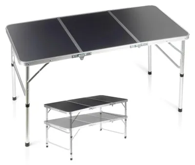 Image de Table de camping pliante, hauteur réglable, 120 x 60 cm