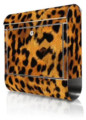 Produktbild von banjado Edelstahl Briefkasten mit Zeitungsfach mit Motiv Leopard großer Design Postkasten rostfrei, A4 Einwurf [BKGE2 10060]