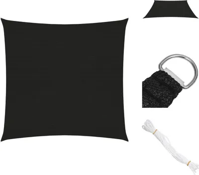 Produktbild von vidaXL Sonnensegel 160 g/m² Schwarz 3,6x3,6 m HDPE -  Sonnenschirme & Sonnenschutze
