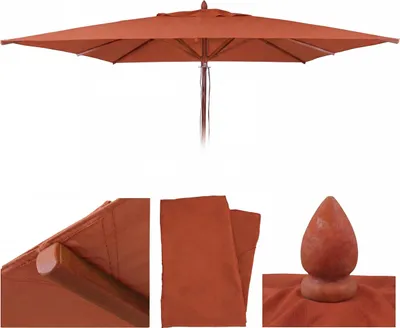 Obrázek produktu pro Náhradní potah pro dřevěný slunečník HWC-C57b, potah slunečníku, čtvercový 4x4m polyester 6kg terakota