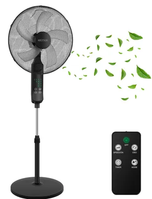 Produktbild von Echos Standventilator mit Fernbedienung 46 cm – Leistungsstarker 50W Ventilator, 3 Geschwindigkeiten, 3 Modi, Timer, Oszillation, Höhenverstellbar, Leiser Standlüfter für Schlafzimmer, Wohnzimmer und Büro