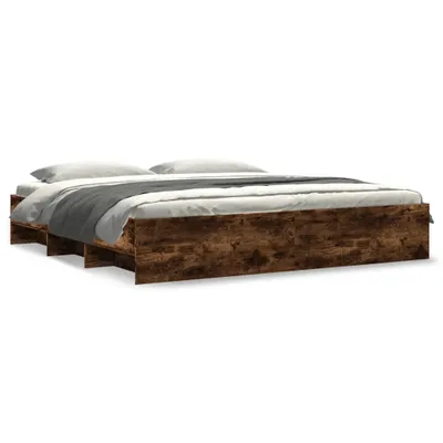 Produktbild von vidaXL Bettgestell ohne Matratze Räuchereiche 200x200 cm Holzwerkstoff