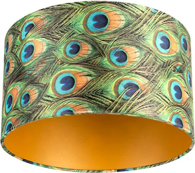 Produktbild von Velour Lampenschirm Pfau Design 35 35 20 mit Goldenem Interieur
