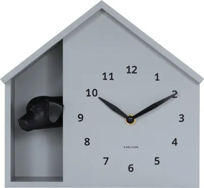 Produktbild von Karlsson - Wanduhr Peeking Doggy - Grau - 24.9x24.9x27cm