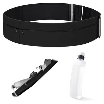 Produktbild von Laufgürtel Handytasche Trinkflaschen 330 ml - wasserabweisend - Elasthan - Gewicht 76 g - 80 bis 115 cm Taillenumfang