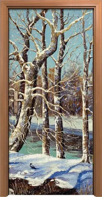 Produktbild von Türposter 90x200 cm Türaufkleber Türtapete Türfolie Klebefolie Winter Landschaft am Fluss ufer