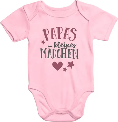 Produktbild von Kurzarm Baby Body Papas kleines Mädchen Baumwolle Onesie Moonworks® rosa 0-3 Monate