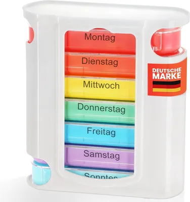 Produktbild von Tablettenbox 7 Tage, 4 Fächer pro Tag, Medikamenten-Organizer, Auswahl von 1 bis 48 Stück